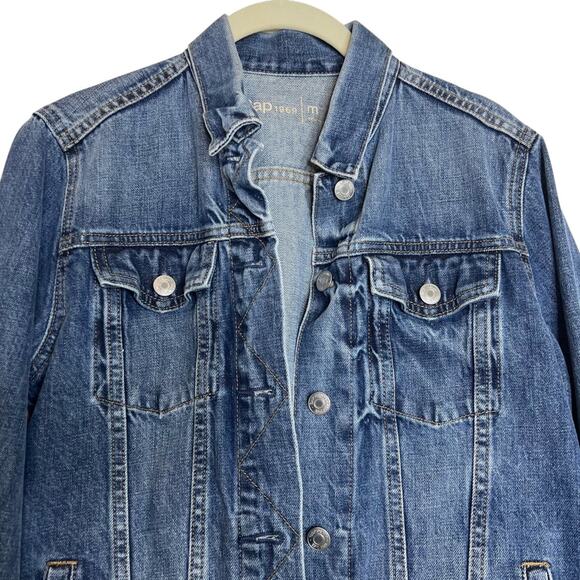 Gap 1969 Womens Trucker Denim Jacket Size Medium Blue Button Front Jean Jacket - Picture 2 of 5